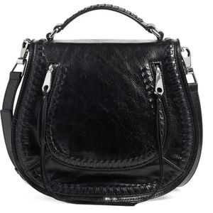 Rebecca Minkoff Vanity Saddle Bag in Black with Top Handle & Crossbody Strap